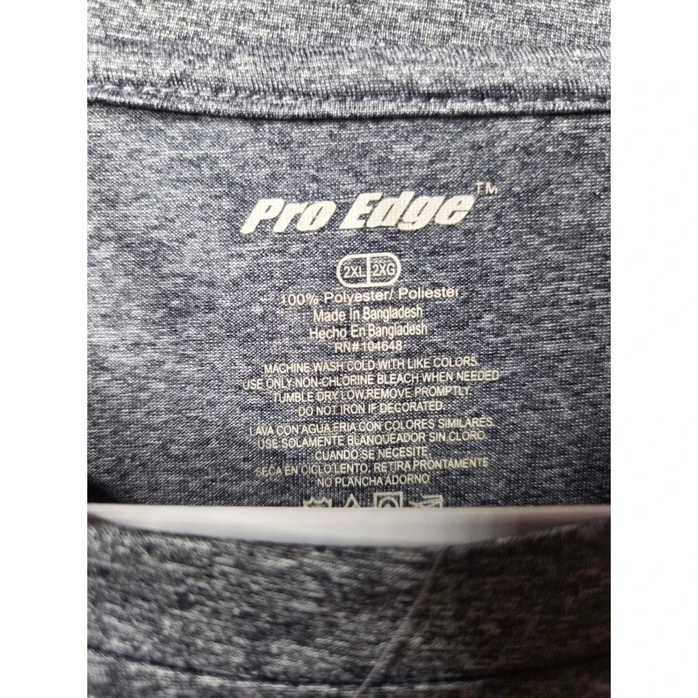 Pro Edge Mens 2XL Performance T-Shirt‎ Heather Gray Short Sleeve Crew Neck 0949